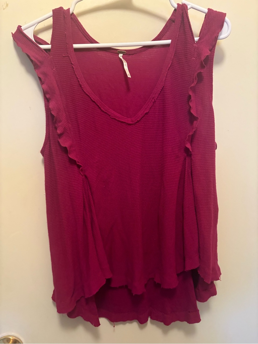 Free People Women’s Ruffled Sleeveless Top - Raspberry Pink